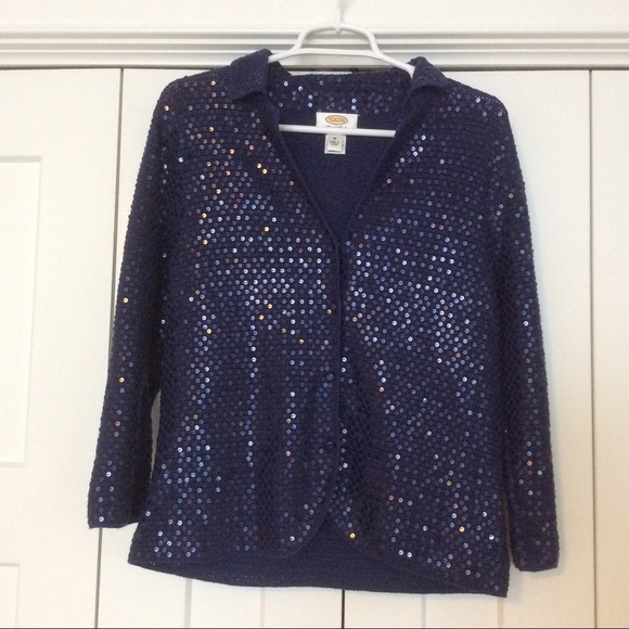 Talbots Blue Sequined Cardigan - Medium - Picture 2 of 9